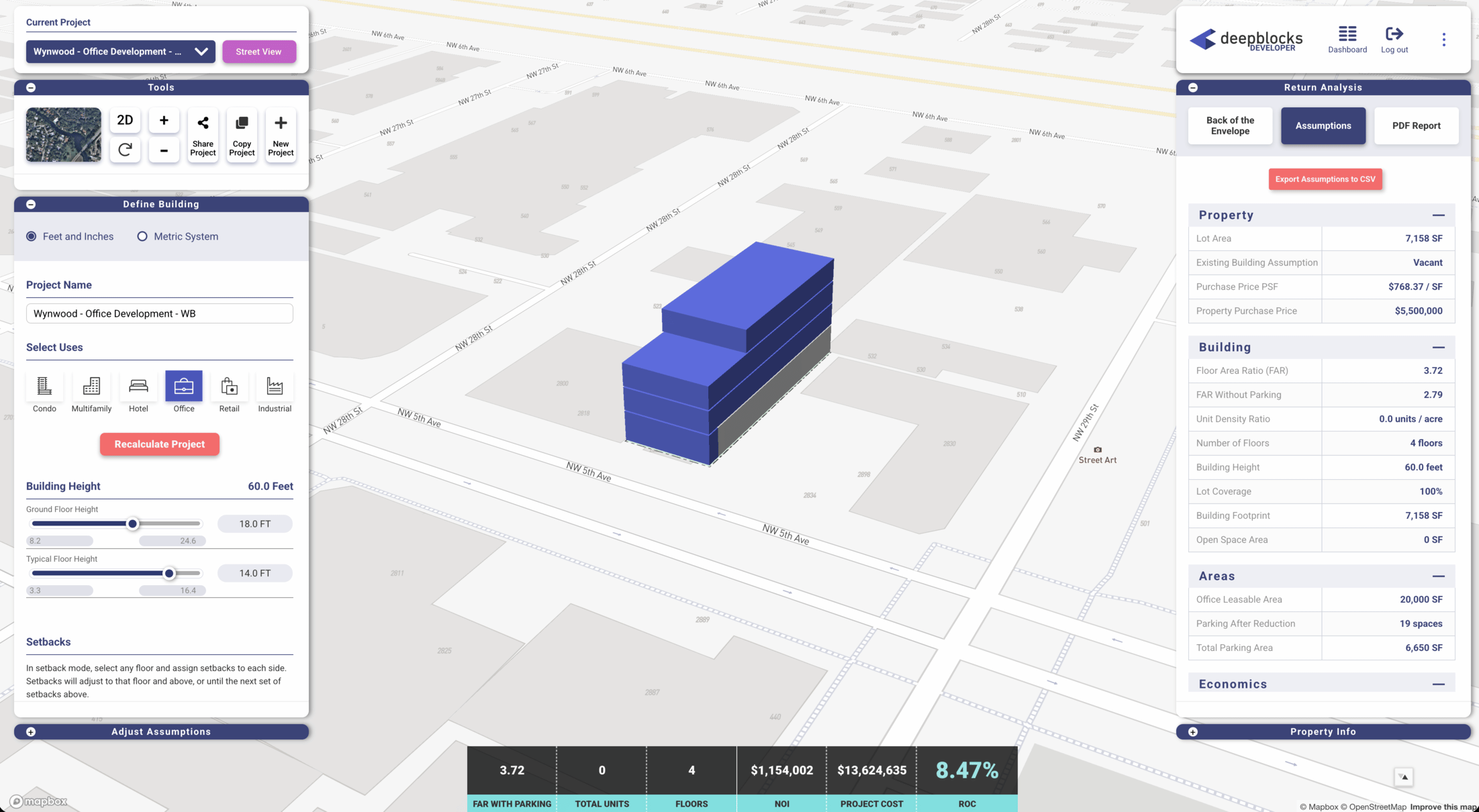 Developer software view of Wynwood boutique office opportunity