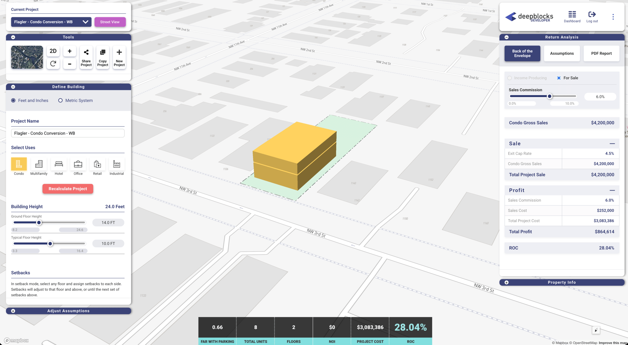 Developer software view of eight-unit condo conversion opportunity