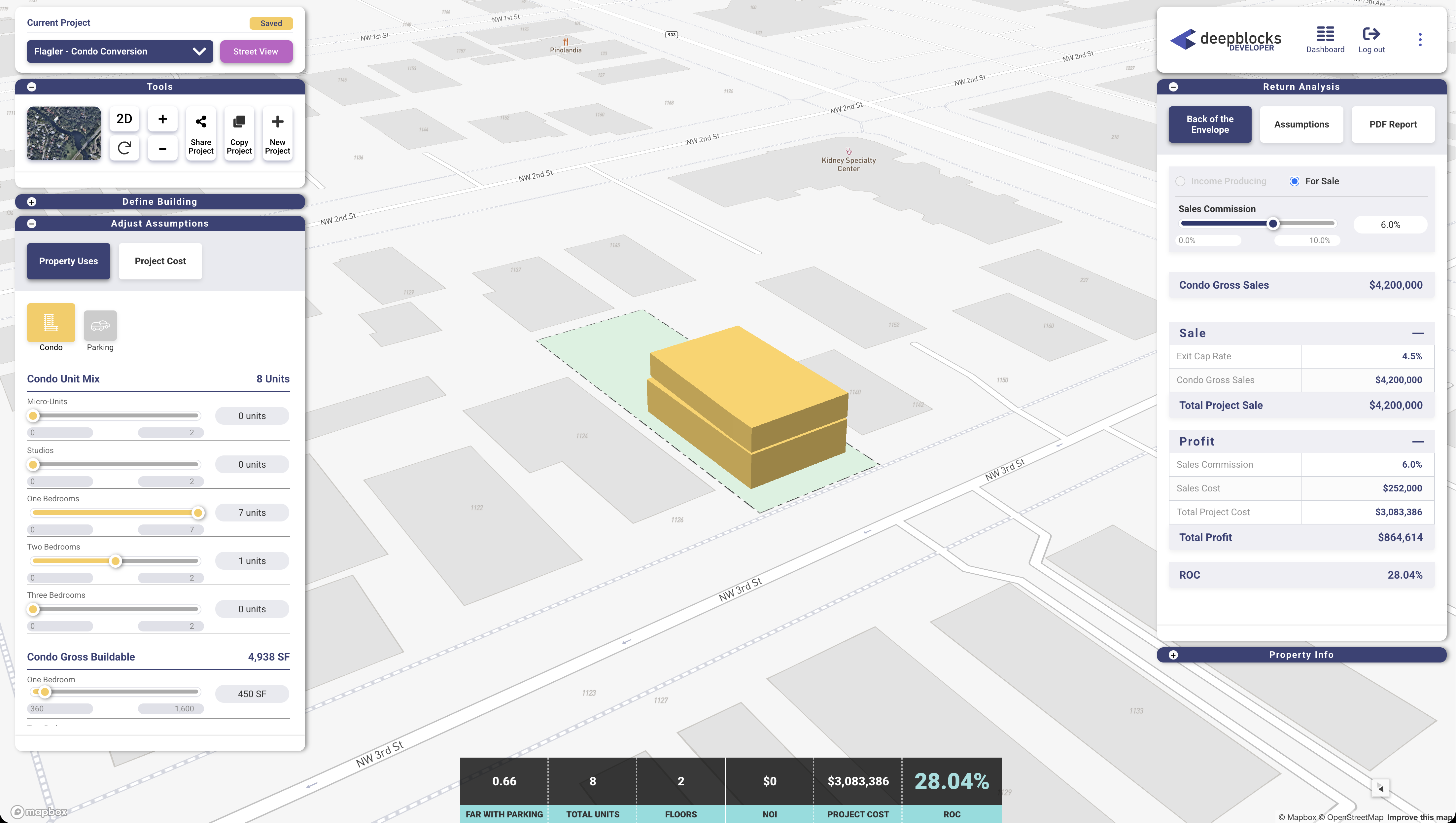 Developer software view of eight-unit condo conversion opportunity