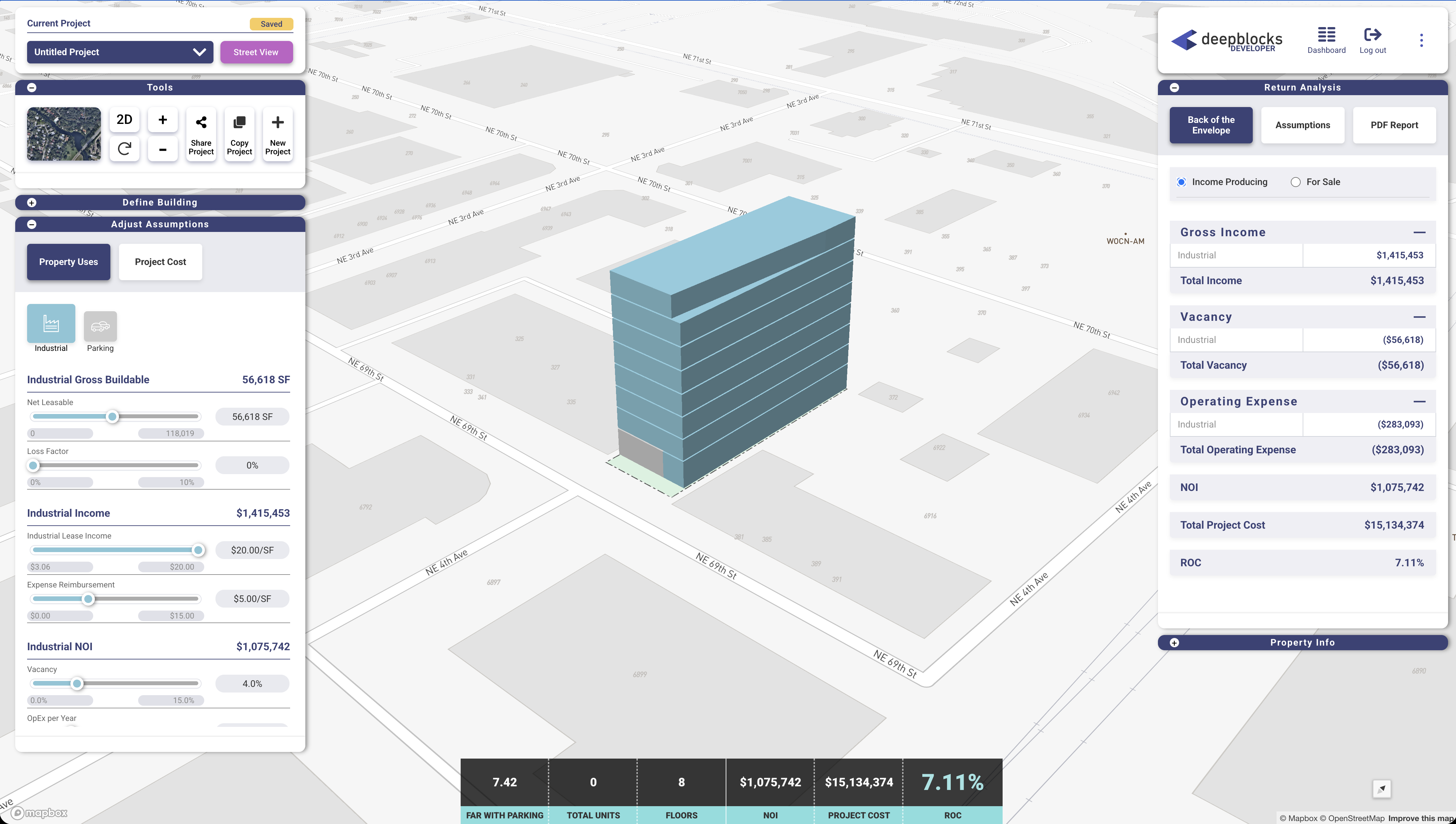 Developer software view of Little River industrial storage opportunity